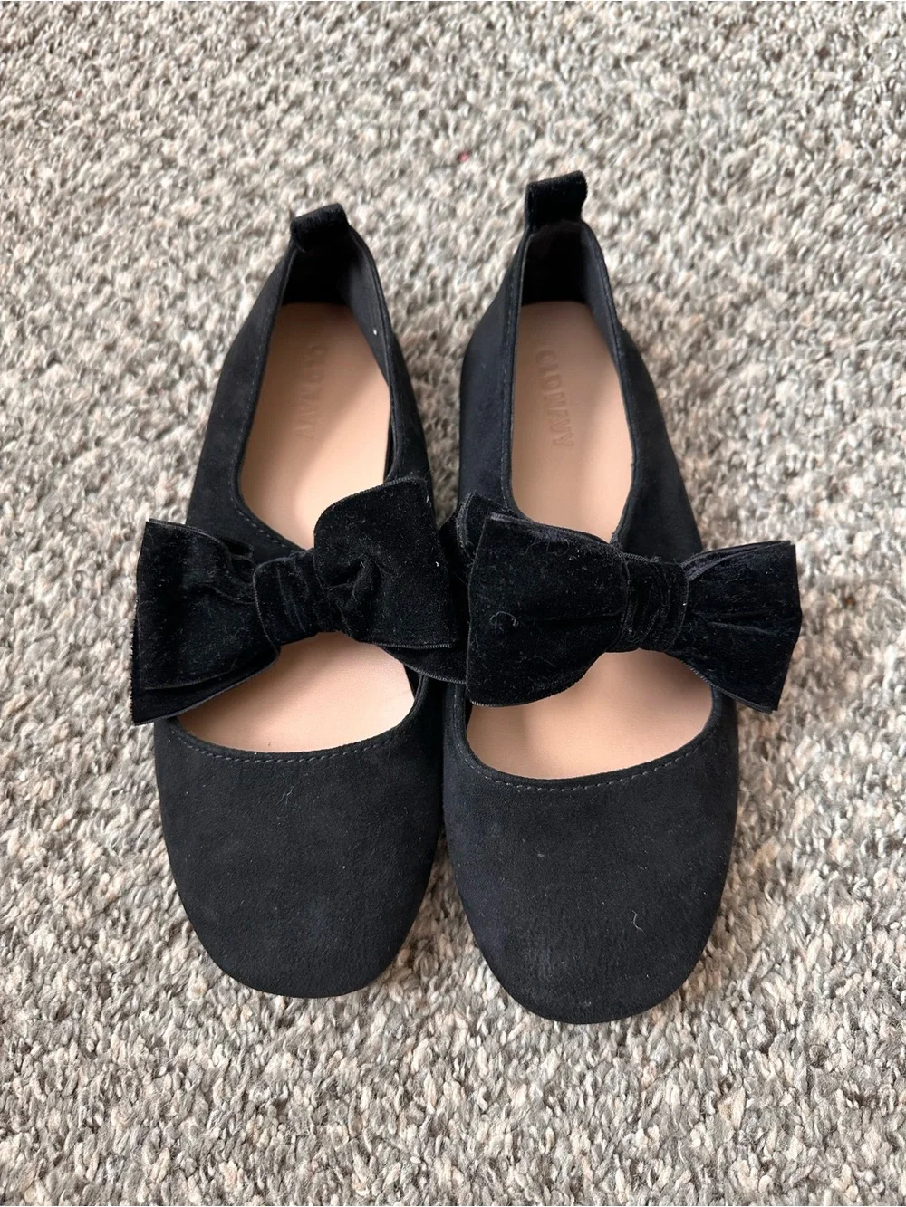 Old Navy Black Velvet Bow Girls Mary Jane Flats